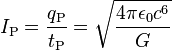 I_\text{P} = \frac{q_\text{P}}{t_\text{P}} = \sqrt{\frac{4 \pi \epsilon_0 c^6}{G}} 