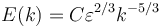 E(k) = C \varepsilon^{2/3} k^{-5/3} 