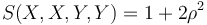 S(X,X,Y,Y) = 1+2\rho^2