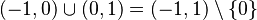 (-1, 0) \cup (0, 1) = (-1, 1) \setminus \{0\}