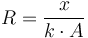 R = \frac{x}{k \cdot A}