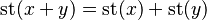  \operatorname{st}(x + y) = \operatorname{st}(x) + \operatorname{st}(y)  