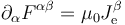 \partial_\alpha F^{\alpha\beta} = \mu_0 J^\beta_{\mathrm e}