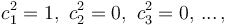 c_1^2=1,\,\,c_2^2=0,\,\,c_3^2=0,\,...\,,