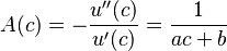  A(c) = -\frac{u''(c)}{u'(c)}=\frac{1}{ac+b}