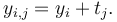 y_{i,j}=y_i+t_j.