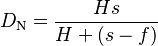 D_{\mathrm N} = \frac {H s}{H + ( s - f )}