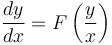 \frac{dy}{dx} = F \left( \frac{y}{x} \right ) \,\!