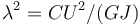  \lambda^2 = C U^2/(GJ)