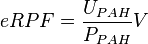 eRPF = \frac{U_{PAH}}{P_{PAH}} V