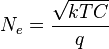 N_e= \frac{\sqrt{kTC}}{q}