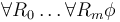 \forall R_0\ldots\forall R_m \phi