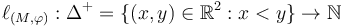 \ell_{(M,\varphi)}:\Delta^+=\{(x,y)\in \mathbb{R}^2:x<y\}\to \mathbb{N}