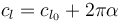  \ c_l = c_{l_0} + 2\pi\alpha