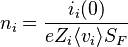 n_i = \frac{i_i (0)}{eZ_i \langle v_i \rangle S_F}