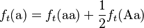 f_t(\text{a}) = f_t(\text{aa}) + \frac{1}{2} f_t(\text{Aa})