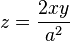 z = \frac{2xy}{a^2}