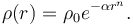 \rho(r) = \rho_0 e^{-\alpha r^n}.