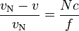 \frac {v_\mathrm N - v} {v_\mathrm N} = \frac {Nc} f