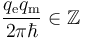 \frac{q_{\mathrm e} q_{\mathrm m}}{2 \pi \hbar} \in \mathbb{Z}