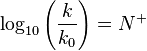 \log_{10}\left(\frac{k}{k_0}\right) = N^+