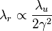 \lambda_r \propto \frac{\lambda_u}{2 \gamma^2}