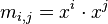 m_{i,j}=x^i \cdot x^j