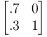 \begin{bmatrix}.7&0\\.3&1\end{bmatrix} 