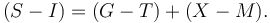 (S - I) = (G -T) + (X -M).