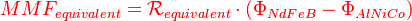  \color{red} MMF_{equivalent} =\mathcal{R}_{equivalent} \sdot \left (\Phi_{NdFeB}-\Phi_{AlNiCo} \right ) 