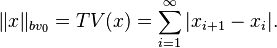 \|x\|_{bv_0} = TV(x) = \sum_{i=1}^\infty |x_{i+1}-x_i|.