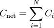 C_\mathrm{net} = \sum_{i=1}^N C_i \,\!