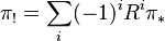 \pi_! = \sum_i (-1)^i R^i \pi_*