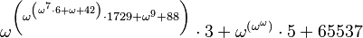 \omega^{\left( \omega^{\left( \omega^7\cdot6+\omega+42 \right)}\cdot1729+\omega^9+88 \right)}\cdot3+\omega^{\left( \omega^\omega \right)}\cdot5+65537