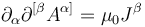 \partial_\alpha \partial^{[\beta} A^{\alpha]} = \mu_0 J^\beta