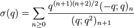 \sigma(q) = \sum_{n\ge 0} {q^{(n+1)(n+2)/2}(-q;q)_n\over (q;q^2)_{n+1}}