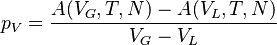 p_V=\frac{A(V_G,T,N)-A(V_L,T,N)}{V_G-V_L}