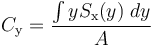 C_{\mathrm y} = \frac{\int y S_{\mathrm x}(y) \; dy}{A}