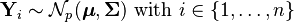 \mathbf{Y}_i \sim \mathcal{N}_p({\boldsymbol \mu}, {\boldsymbol \Sigma}) \text{ with } i \in \{1,\ldots,n\}