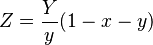 Z=\frac{Y}{y}(1-x-y)