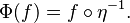  \Phi (f) = f \circ \eta^{-1}. 