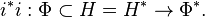 i^* i:\Phi\subset H=H^*\to\Phi^*.