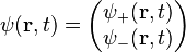 \psi(\mathbf{r},t) = \begin{pmatrix} \psi_{+}(\mathbf{r},t) \\ \psi_{-}(\mathbf{r},t) \end{pmatrix}