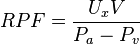 RPF = \frac{U_x V}{P_a - P_v}