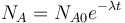 N_A = N_{A0}e^{-{\lambda}t} \,\!