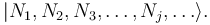  | N_1, N_2, N_3, \dots, N_j, \dots \rang .