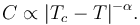  C \propto |T_c - T|^{-\alpha}.