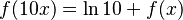 f(10x) = \ln 10 + f(x)