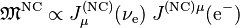 \mathfrak{M}^{\mathrm{NC}} \propto J_{\mu}^{\mathrm{(NC)}}(\nu_{\mathrm{e}}) \; J^{\mathrm{(NC)}\mu}(\mathrm{e^{-}})