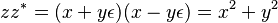 z z^\ast = (x + y \epsilon) (x - y \epsilon) = x^2 + y^2